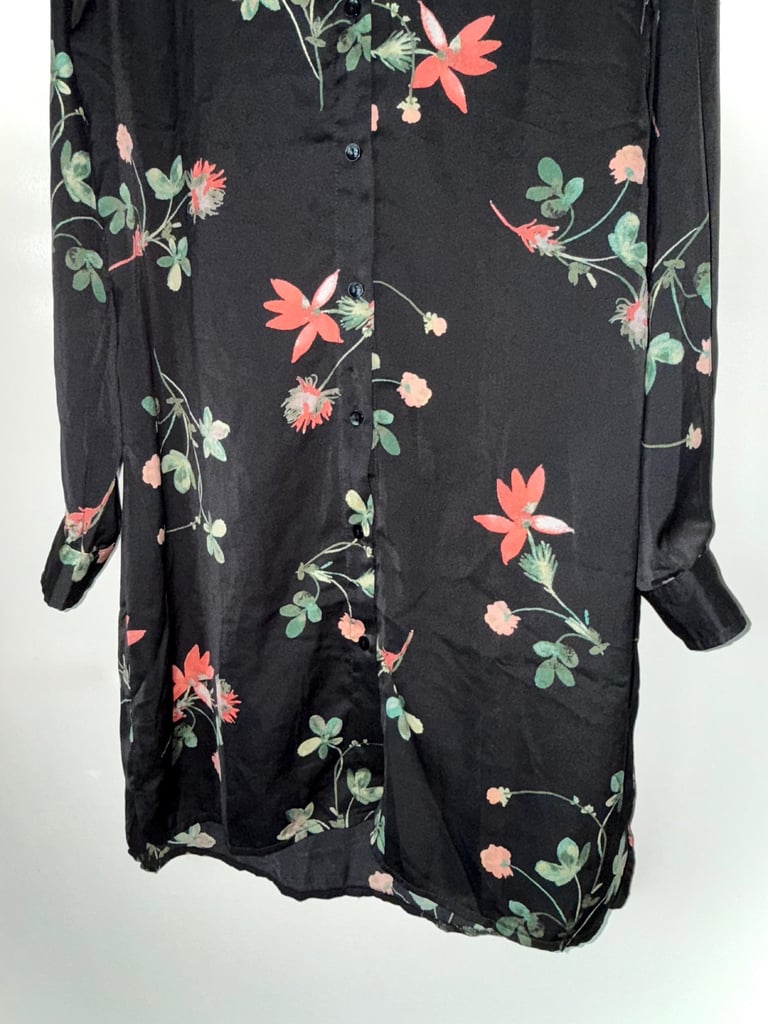Women’s Apricot Satin Floral Shirt Dress size 10