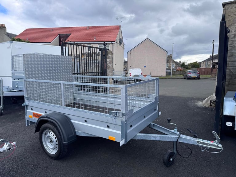 BRAND NEW 6ft x 4ft SINGLE AXLE TRAILER WITH 40CM MESH AND 100CM RAMP 750KG