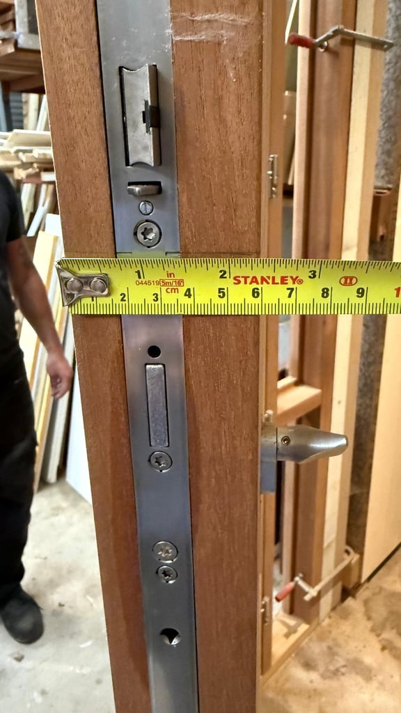 image for Solid Sapele Hardwood Door & Frame with Arched Toplight – New, Unfinished