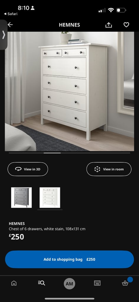 image for Hemnes Ikea chest of 6 drawers