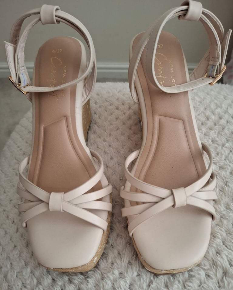 image for Brand New - New Look Beige Wedge Sandals - Size 4 (37)
