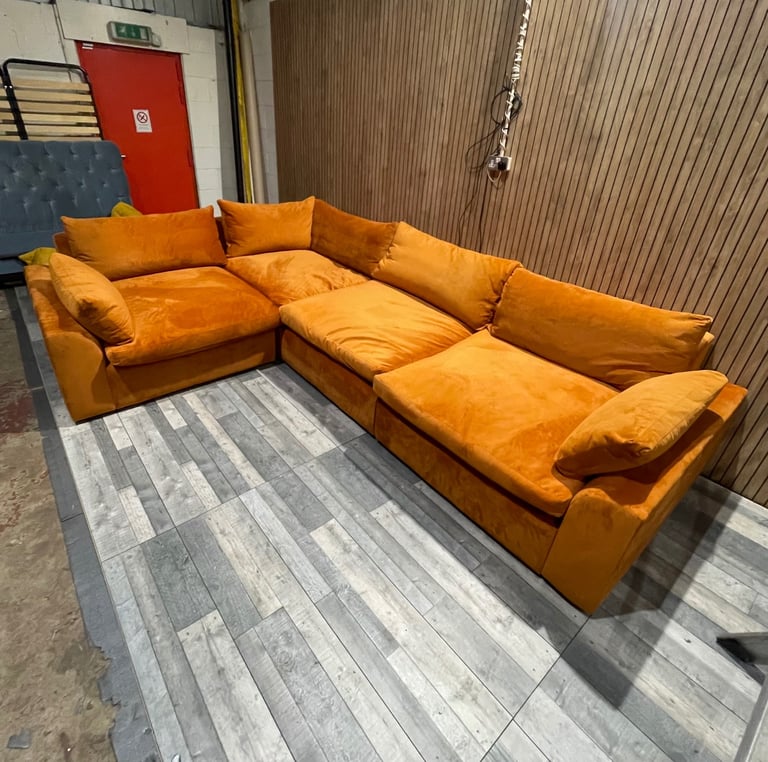 Loaf cuddlemuffin corner sofa in burnt orange clever velvet