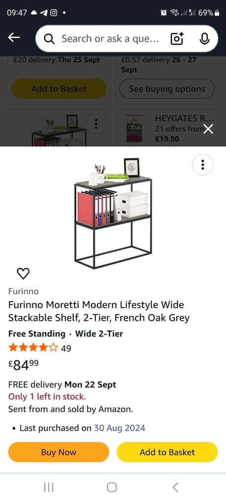 Furinno Moretti stackable 2 tier shelf