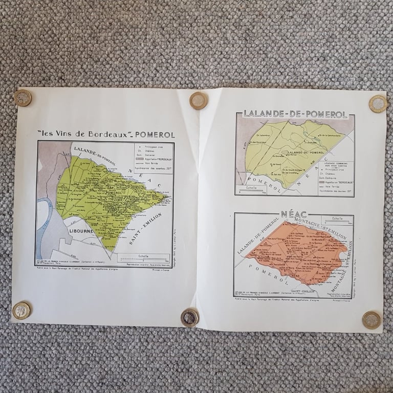 image for Wine Map from Atlas de la France Vinicole L Larmat 1949. Les vins de Bordeaux. Pomérol etc