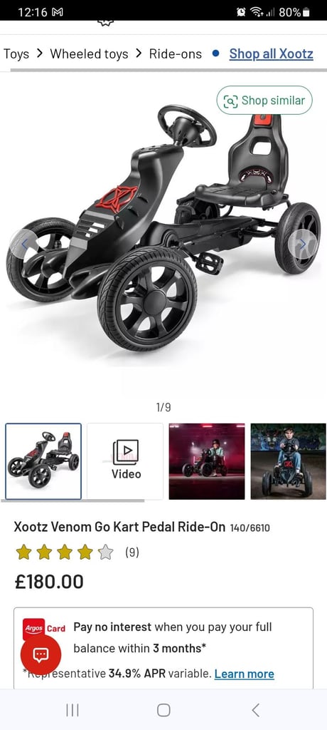 image for Xootz Venom Go Kart Pedal Ride-On