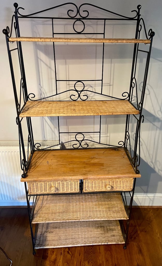 image for Large vintage wrought iron wicker storage