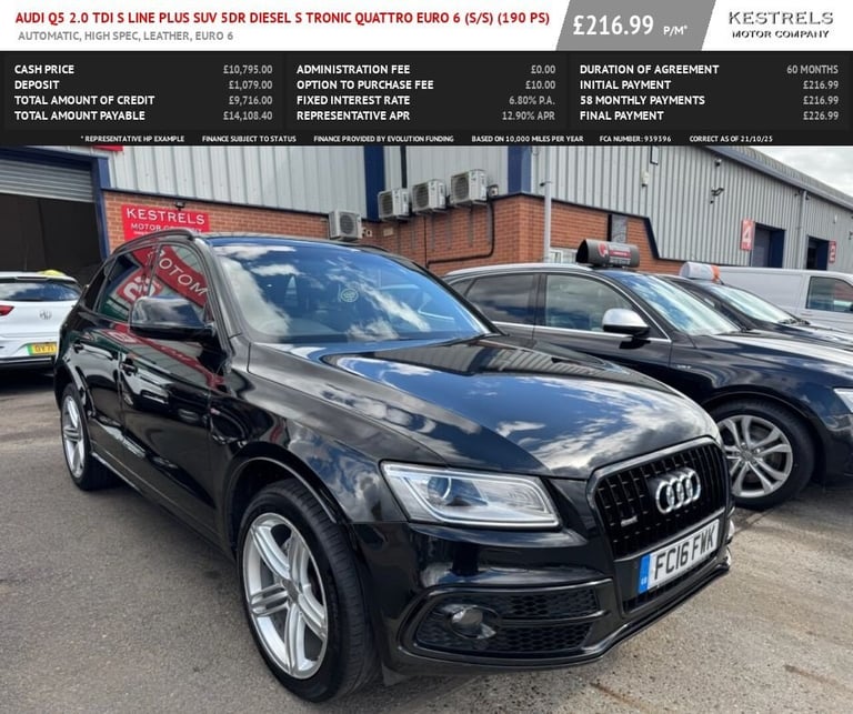2016 Audi Q5 2.0 TDI S line Plus SUV 5dr Diesel S Tronic quattro Euro 6 (s/s) (190 ps) ESTATE Die...