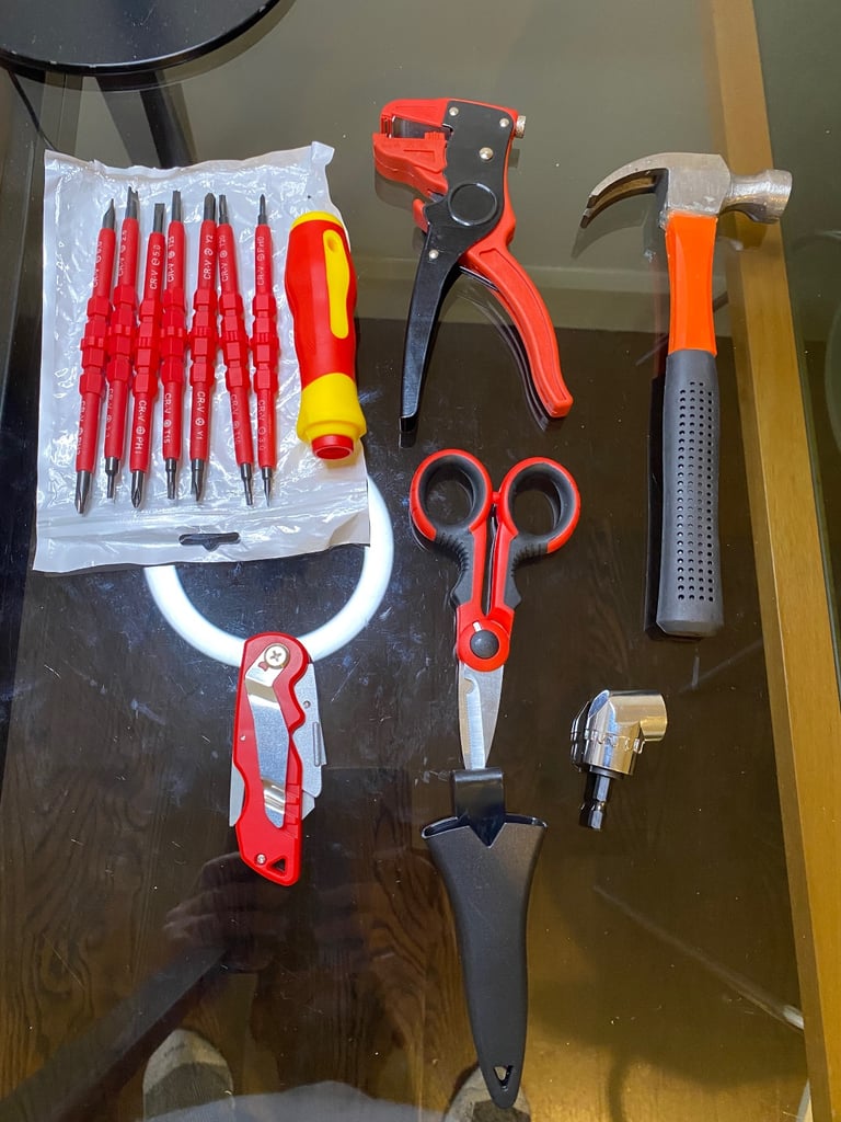 image for Electrician Tool Set – New 8pcs CR-V + Hammer & Knife