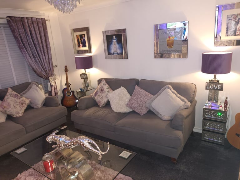 3 and 2 seater sofas grey fabrics 
