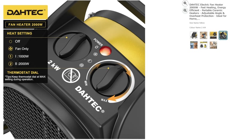 Electric Fan Heater 2000W - Fast Heating, Energy Efficient|| Brand new 45% off price 