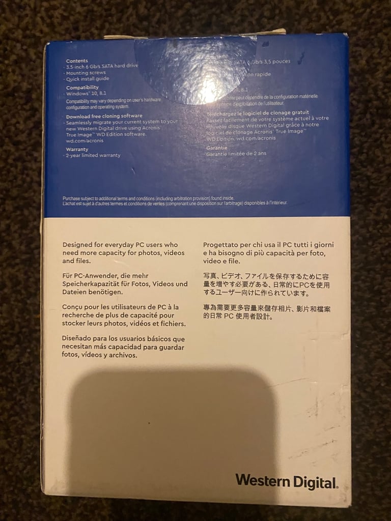 WD Blue 1TB 3.5’ Internal Hard Drive - 5400 RPM Class, SATA 6 Gb/s, 64MB Cache