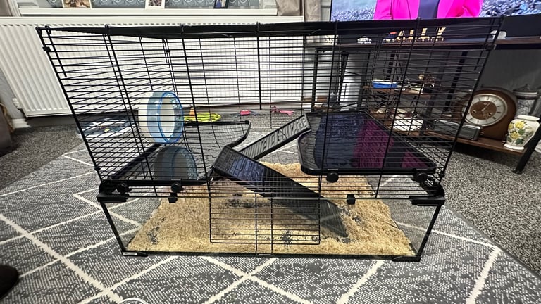 3 Tiers Hamster Cage with Deep Glass Bottom 78.5 x 48.5 x 57cm