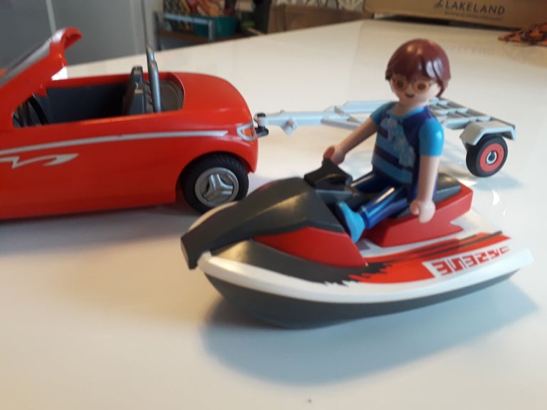 Playmobile 5133 red car with trailer & jet ski