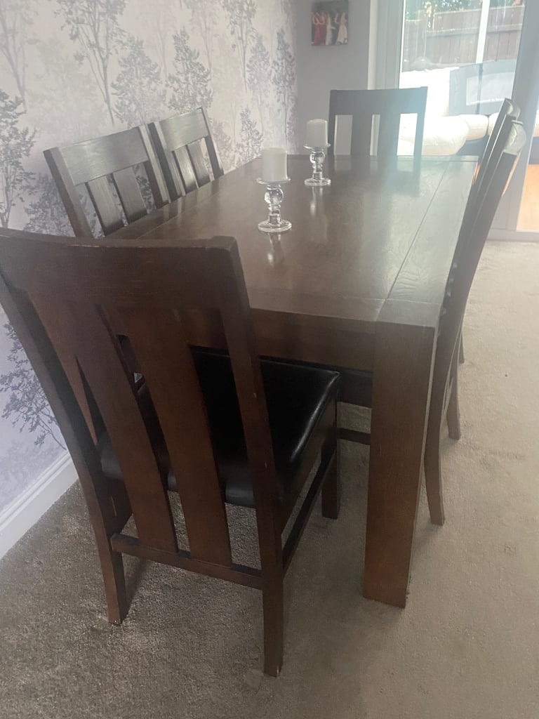 Table and six chairs