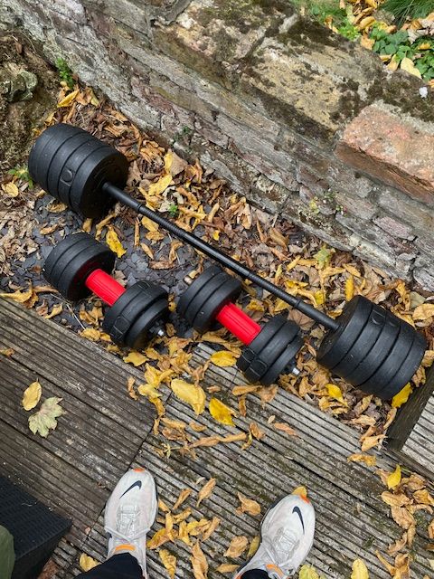 Free Weights Set for Sale - 2 Dumbbells + 1 Barbell 