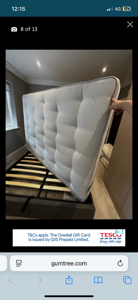 King size bed with storage and mattress for sale 