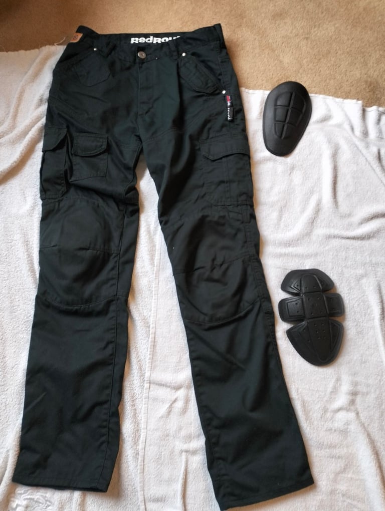Red Route Ladies Cargo Jeans Motorcycle Armoured Black Kevlar 12 Regular Leg