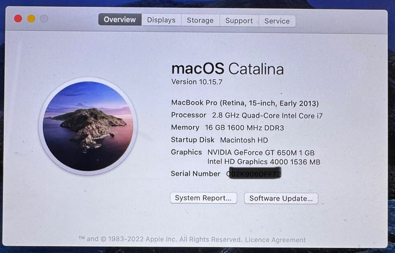 MacBook Pro 15 inch Early 2013 