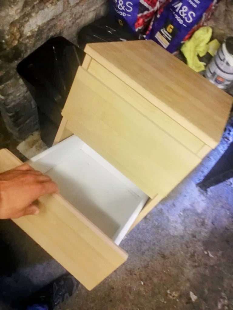 WOODEN BEDSIDE TABLE - TWO DRAWER