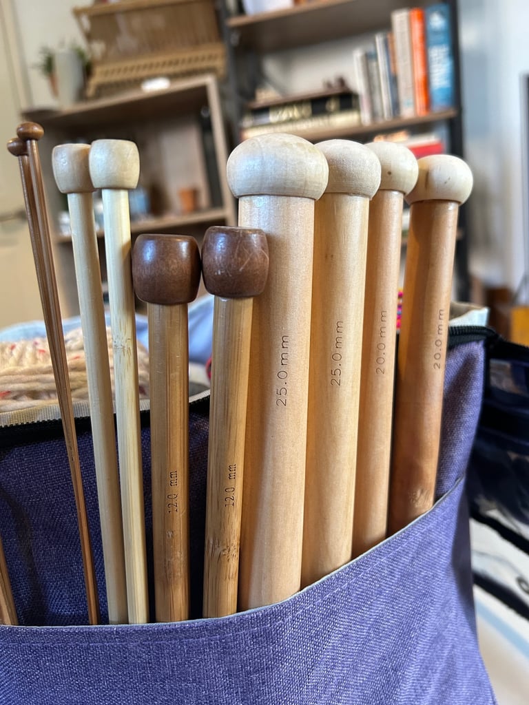 KNITTING MOTHERLOAD: Yarn, Wooden Needles, Loop Needles, Tools, Bag