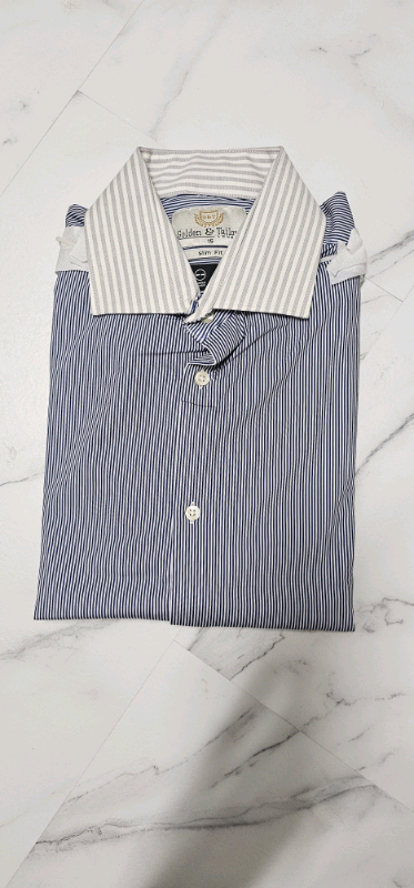 Golden &Tailors Slim Fit Comfort Strech Blue stripe shirt 