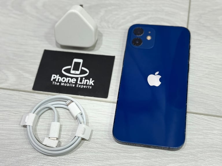 📱Blue Apple iPhone 12 64GB Unlocked All Networks 🔋 %90 + Warranty 🍎 - P962