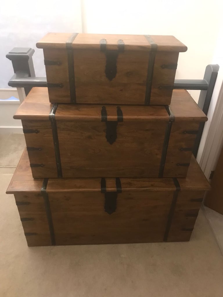 Set of 3 New Wooden Storage/Blanket Chests 
