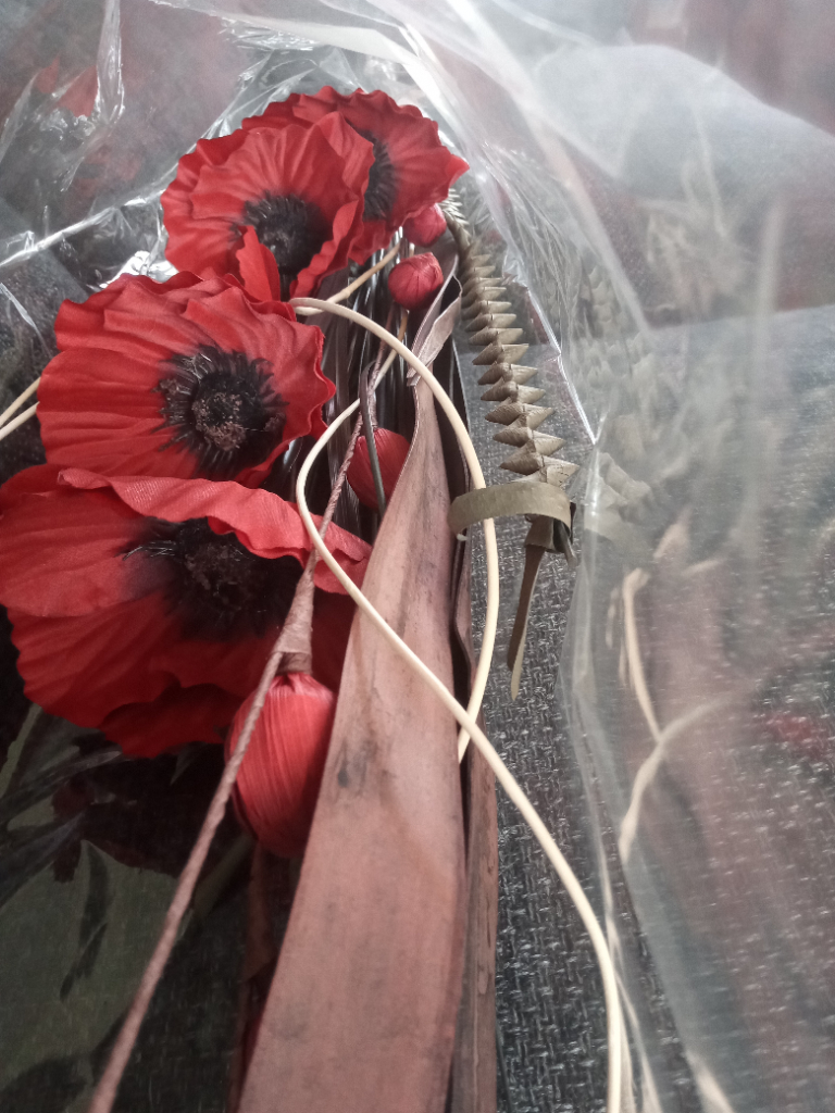 image for Red and Black Silk Poppy Flower Arrangement
