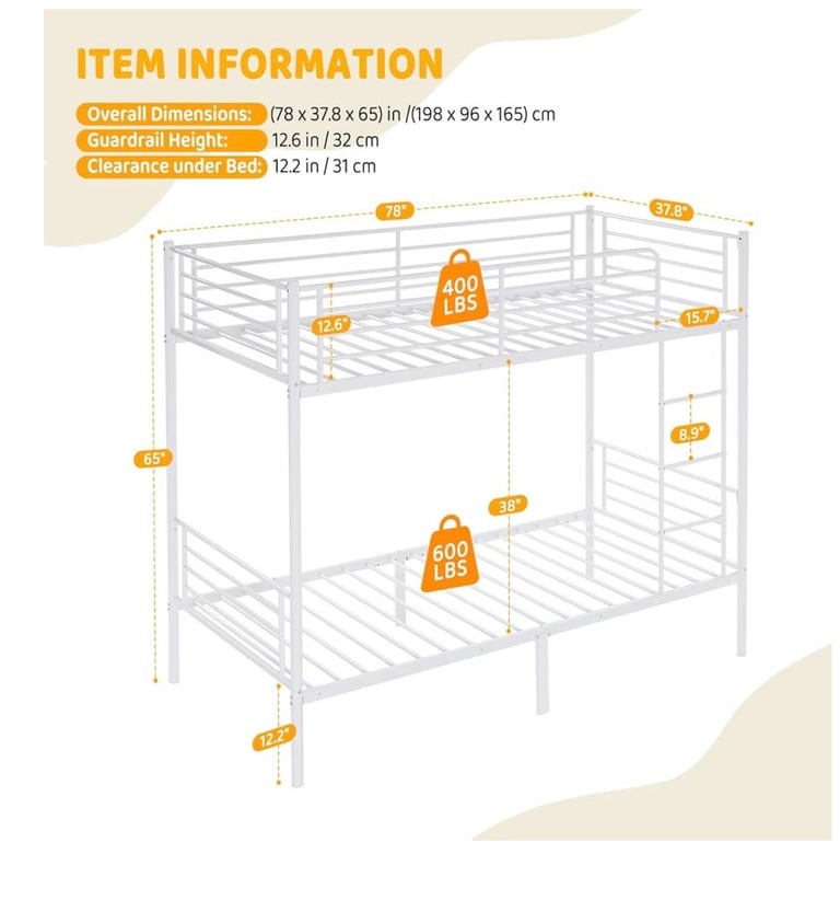 image for Double bunk bed with mattress 
