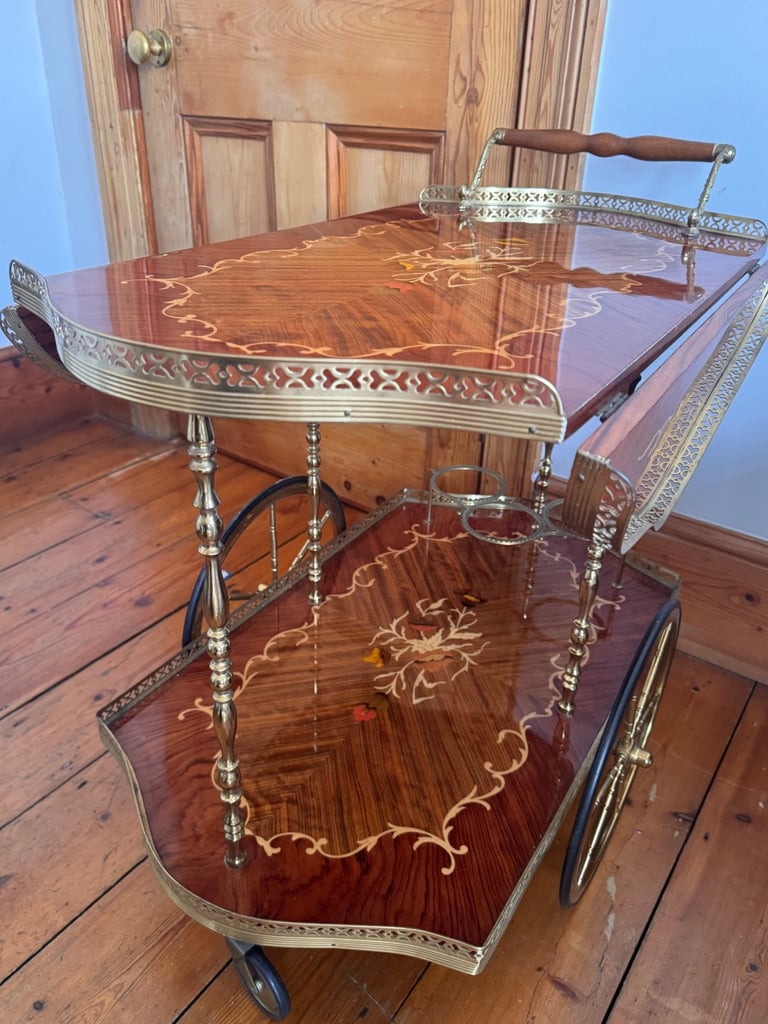 Vintage Italian Bar Cart Drinks Trolley