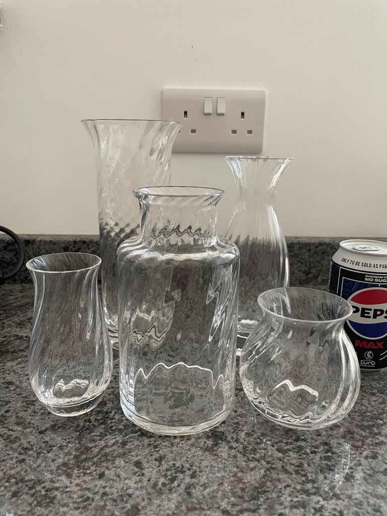 image for 5 crystal vases, believed to be Dartington