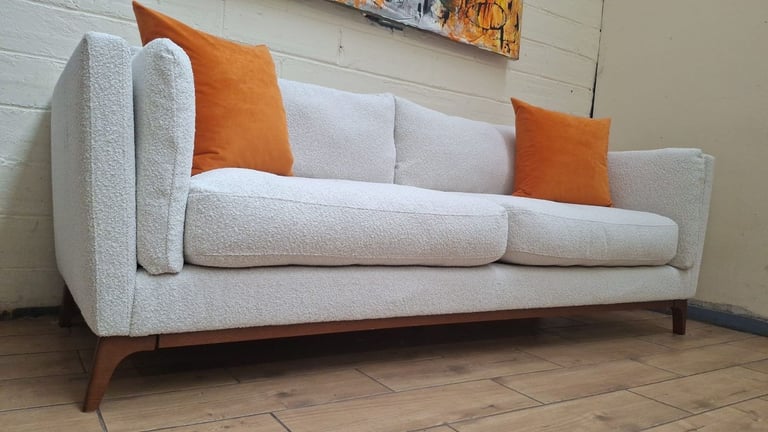 John lewis Trim 3 seater sofa in white boucle fabric RRP £2000