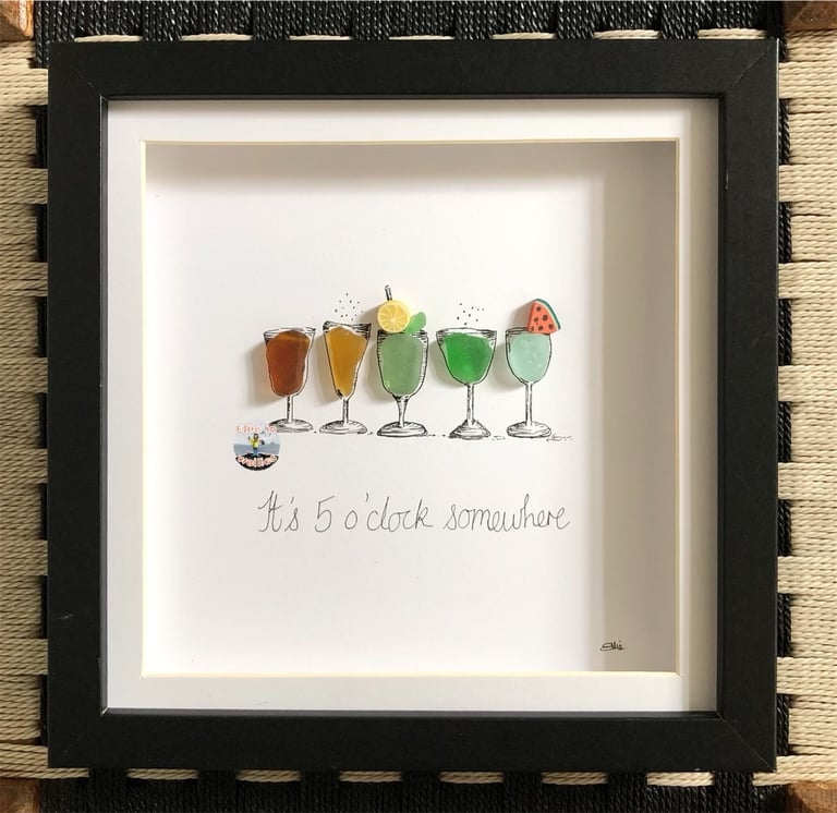image for Handmade sea glass cocktail gift 🍹🍸