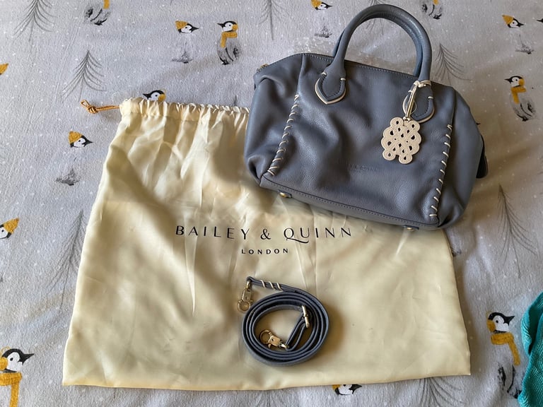 image for Bailey & Quinn Soft Leather Handbag & Dust-bag, Light Blue Excellent Condition