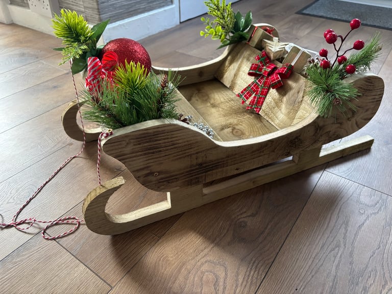 image for Wooden Handmade Christmas Sleigh