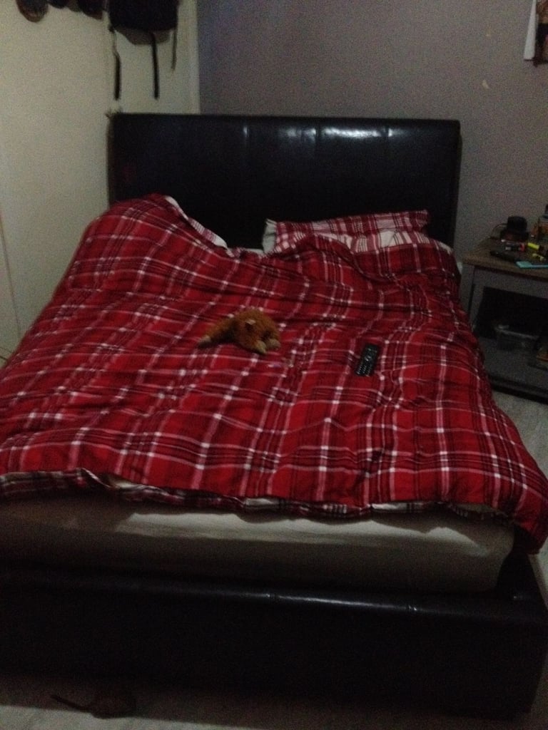 black leather double bed make a offer