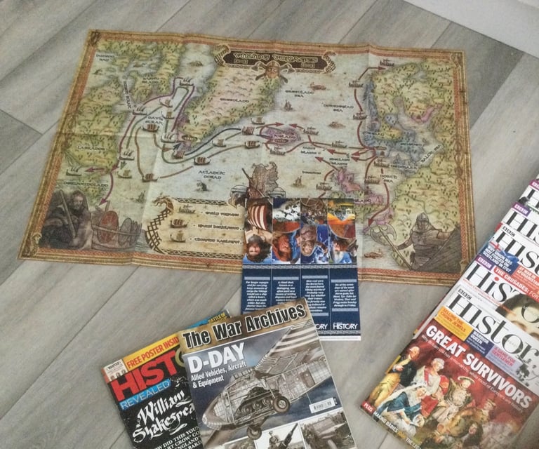 Large bundle of History Magazines with Viking Poster excellent condition various years