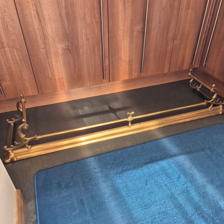 image for Huge Brass Vintage Brass Fender Fireside Fire Surrround Length approx 176cm  Depth 41.5cm