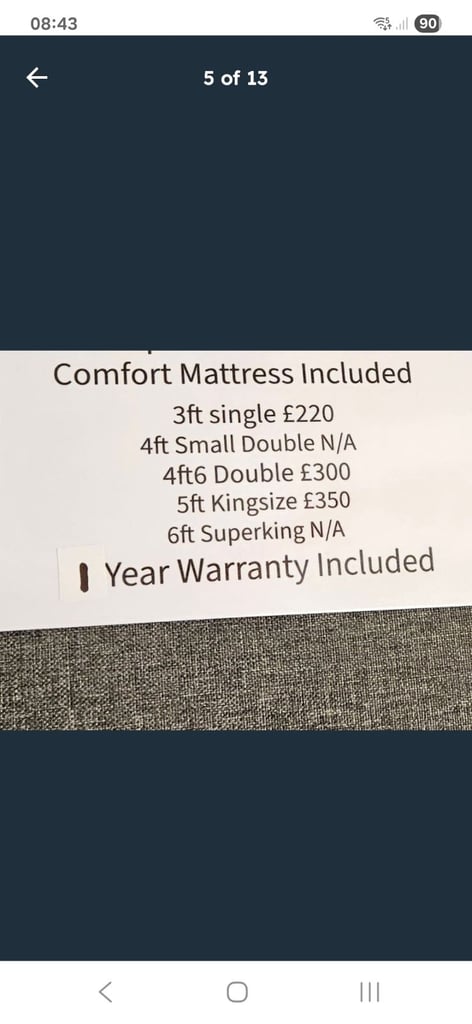 4ft6 Double Non-Storage Divan Base & Headboard With Mattress 