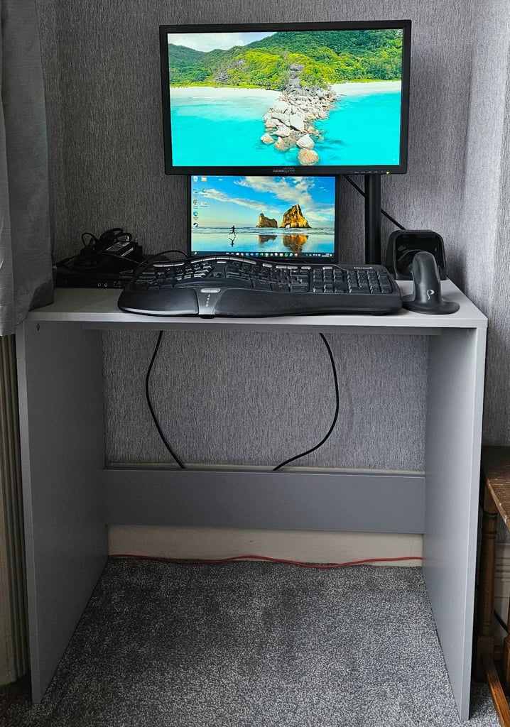 Desk with monitor stand and monitor