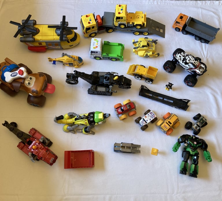 Treasure Box of Children's Toys - Trucks, Dinotrux, Helicopters, Transformer and Mickey Mouse