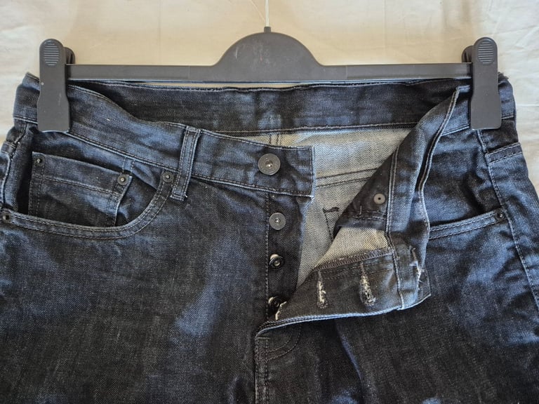 Mens Burton Black Stretch Straight Jeans - Waist 34-Leg31 inch.