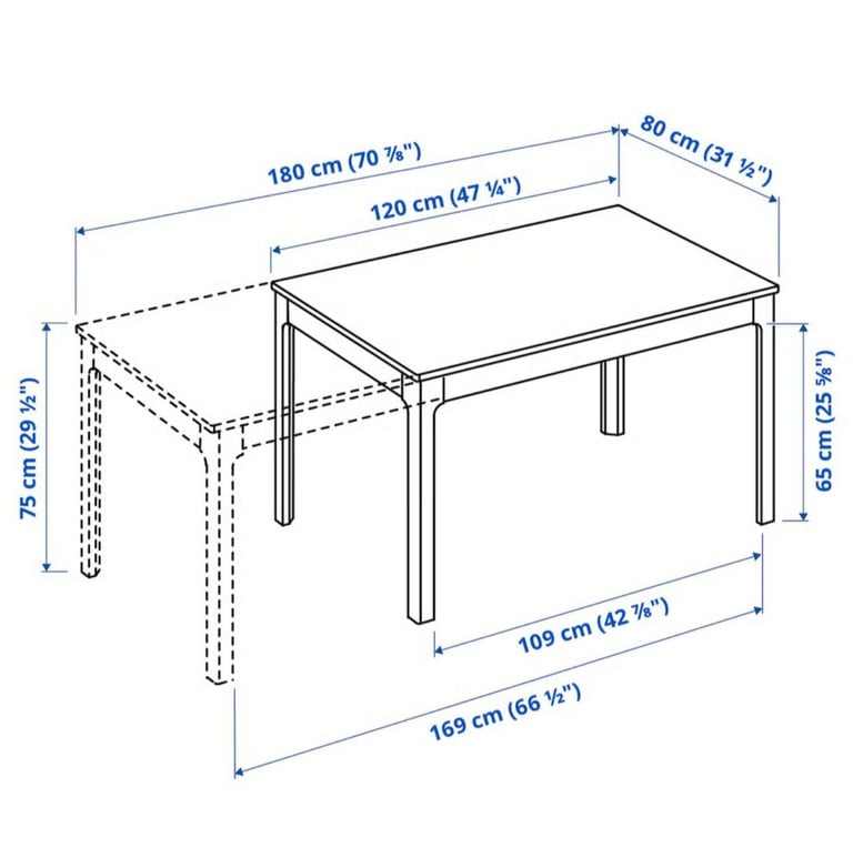 Dining extendable table ikea + 6 LÄRHAMN Chairs