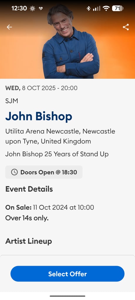 JOHN BISHOP tickets for Newcastle 