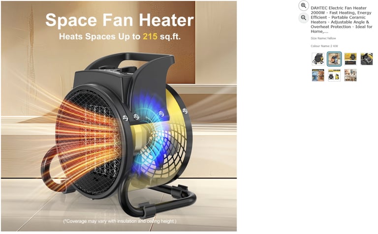 Electric Fan Heater 2000W - Fast Heating, Energy Efficient|| Brand new 45% off price 