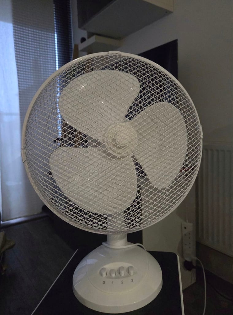 Russell Hobbs 12" Inch, Lightweight, Portable Desk Fan, 3 Speeds, White - RHPDF1221