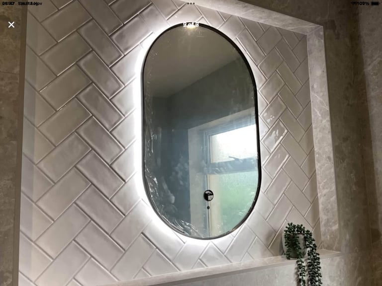 image for New boxed gunmetal bathroom mirror 