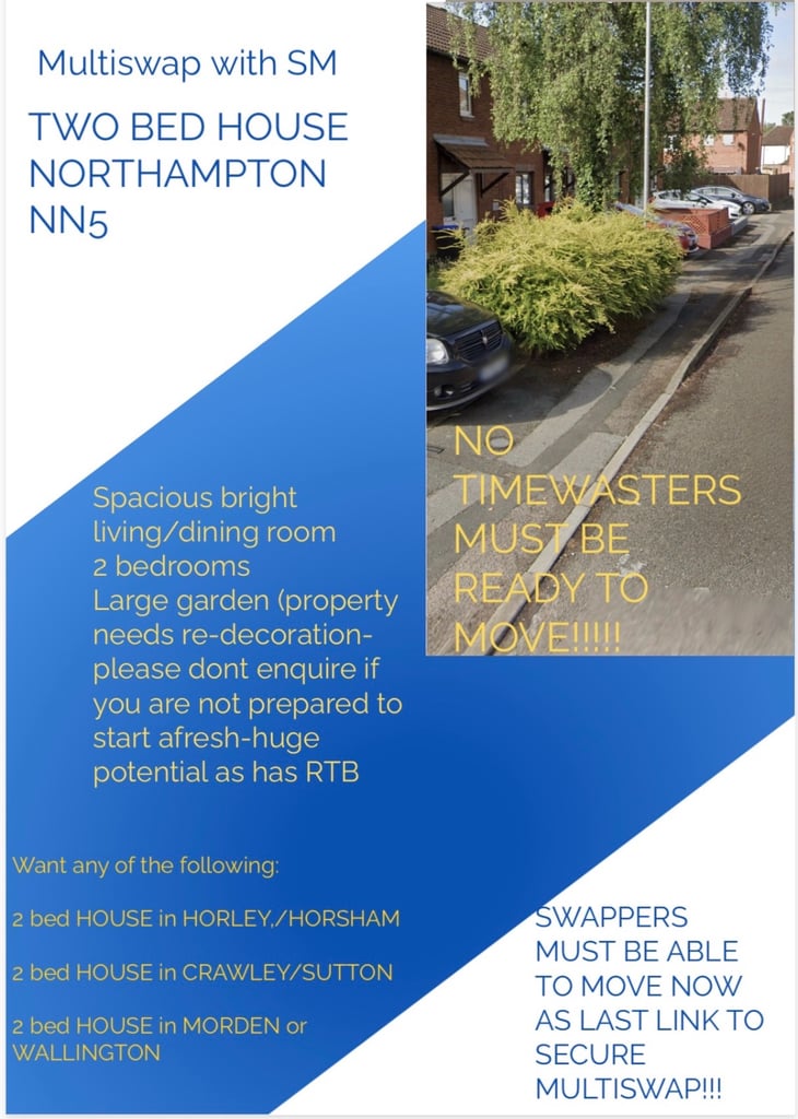 HOMESWAPPER ONLY! NORTHAMPTON for…..