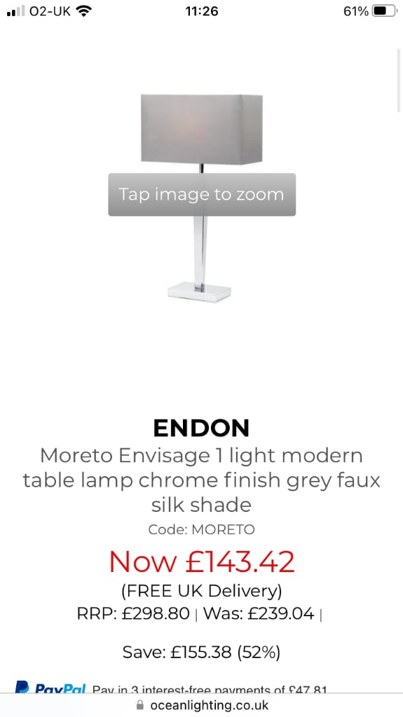 Endon table lamp 