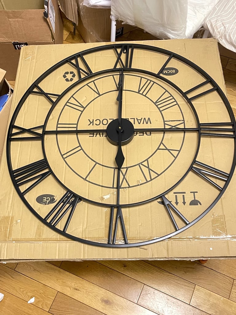 Brand New super large 30 inch 80 cm metal Skelton silent non ticking wall clock